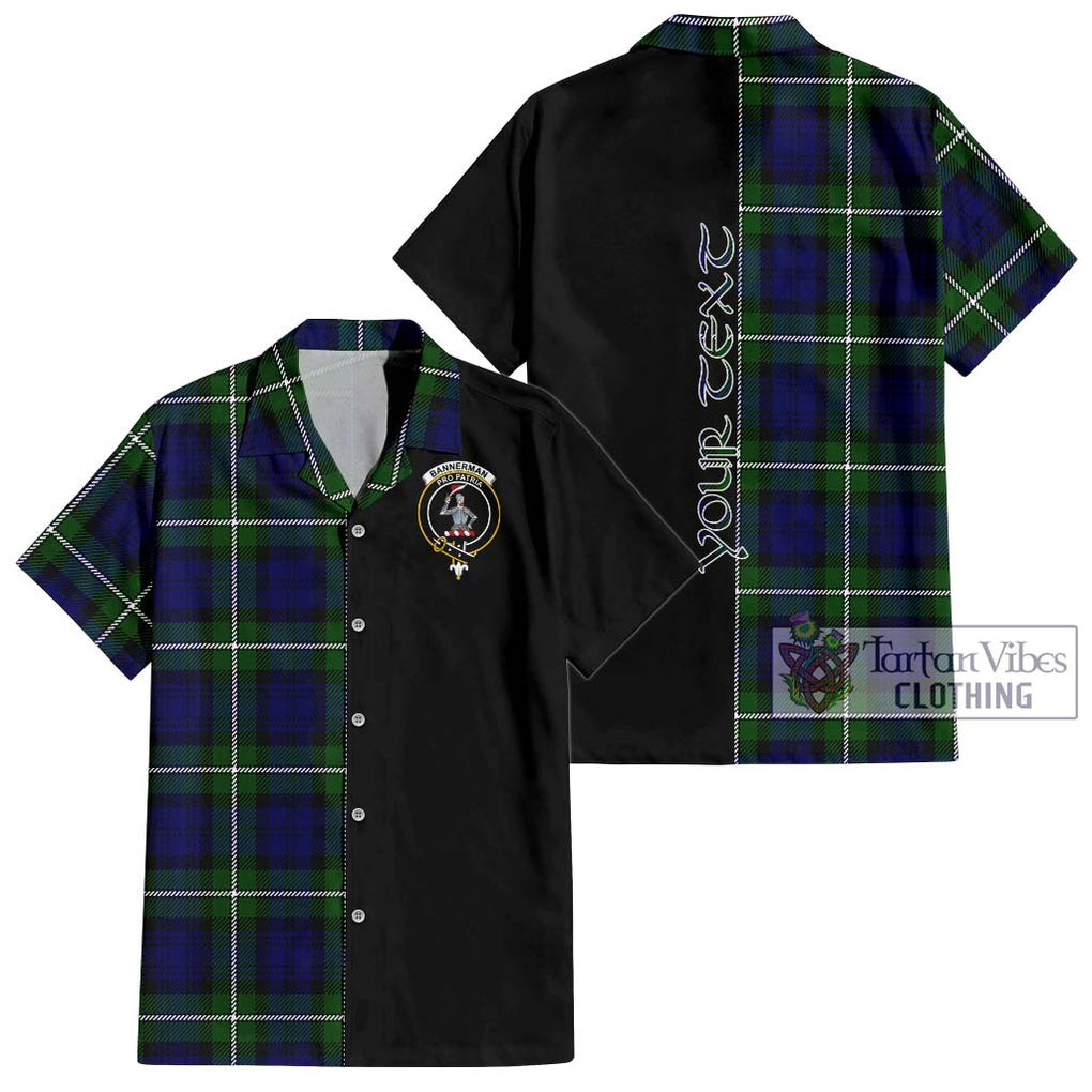 Bannerman Tartan Short Sleeve Button Shirt with Family Crest and Half Of Me Style Kid - Tartanvibesclothing Shop