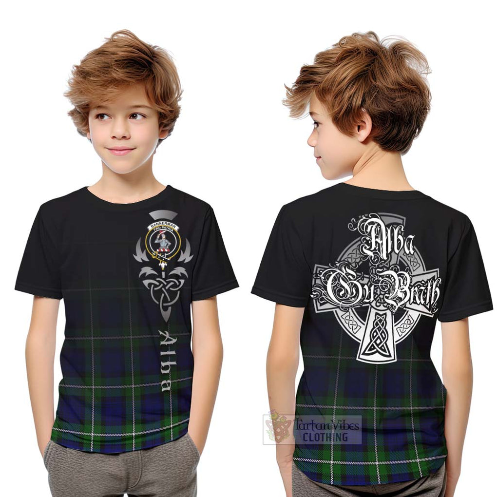 Tartan Vibes Clothing Bannerman Tartan Kid T-Shirt Featuring Alba Gu Brath Family Crest Celtic Inspired