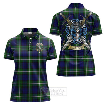 Bannerman Tartan Women's Polo Shirt with Family Crest Celtic Skull Style