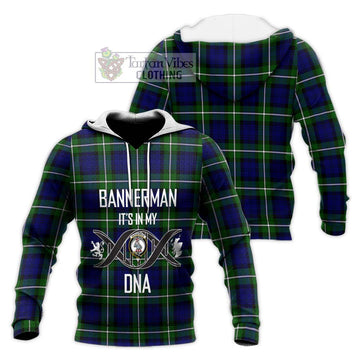 Bannerman Tartan Knitted Hoodie with Family Crest DNA In Me Style