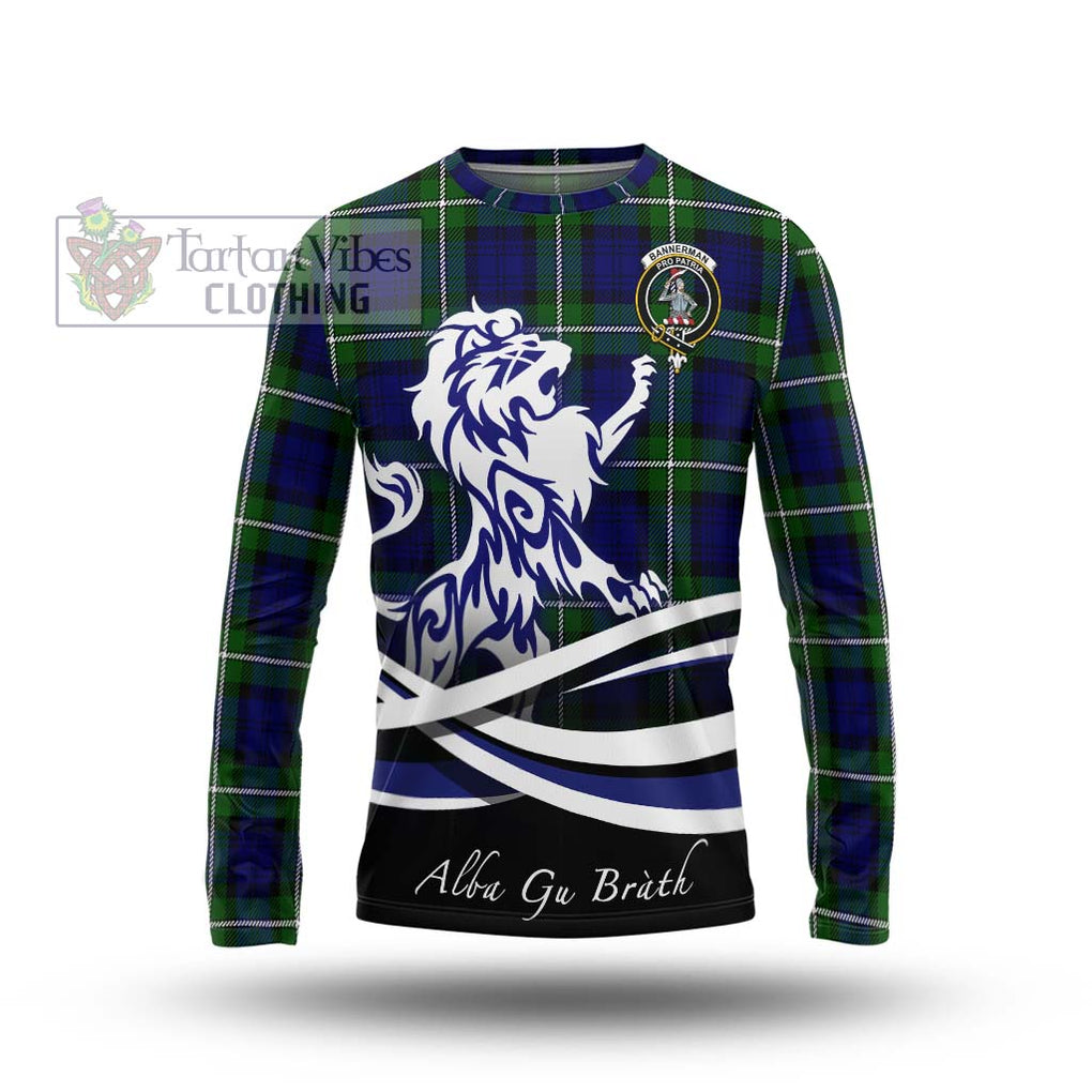 Bannerman Tartan Long Sleeve T-Shirt with Alba Gu Brath Regal Lion Emblem Unisex - Tartanvibesclothing Shop