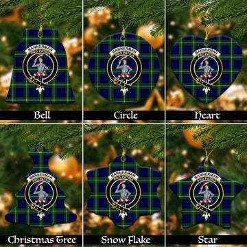 Bannerman Tartan Christmas Ceramic Ornaments with Family Crest