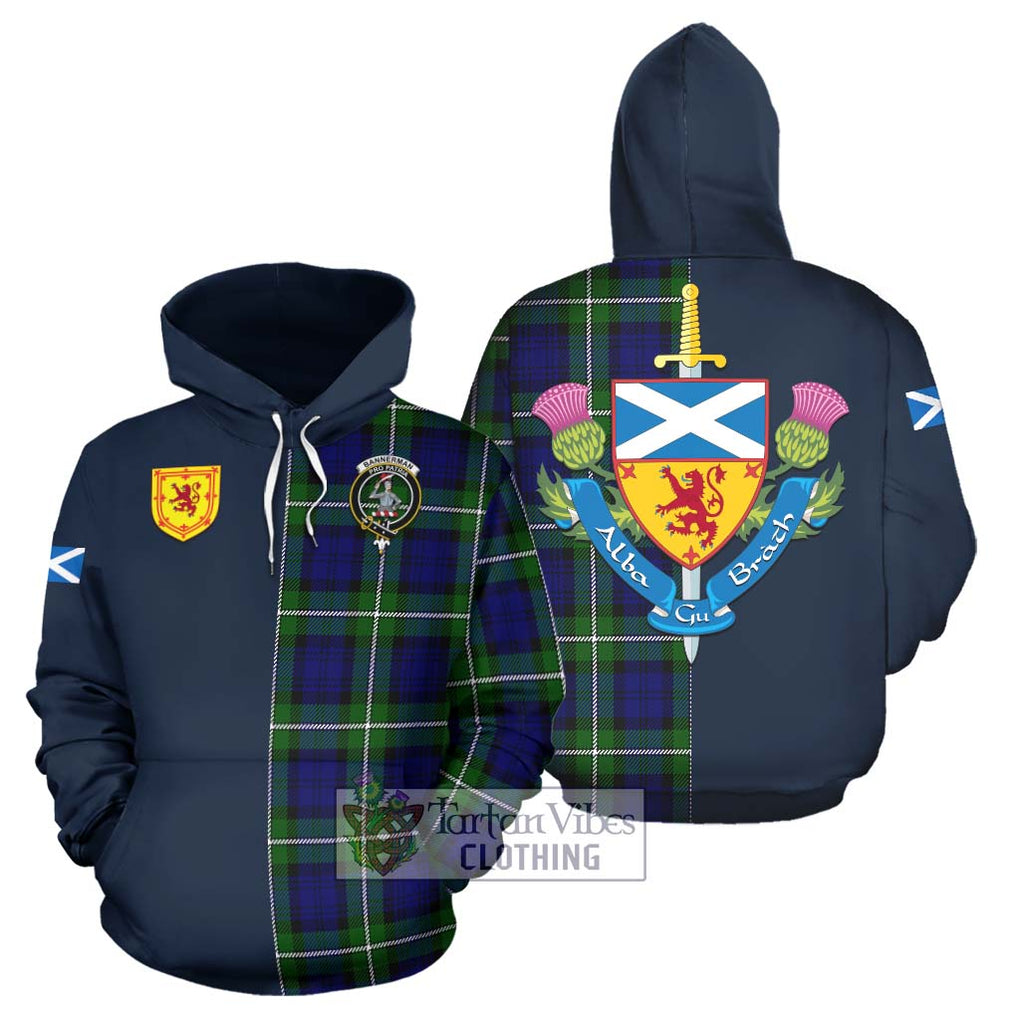 Tartan Vibes Clothing Bannerman Tartan Hoodie with Scottish Lion Royal Arm Half Style