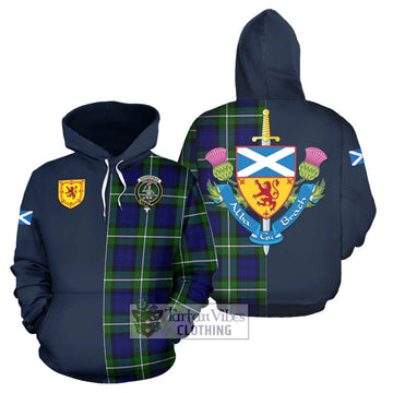 Bannerman Tartan Hoodie Alba with Scottish Lion Royal Arm Half Style