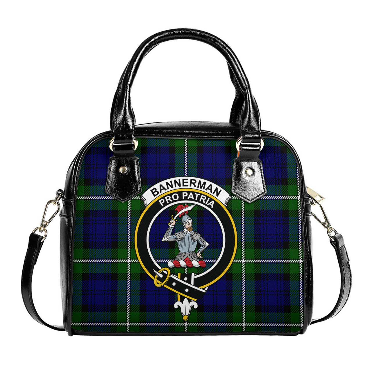 Bannerman Tartan Shoulder Handbags with Family Crest One Size 6*25*22 cm - Tartanvibesclothing