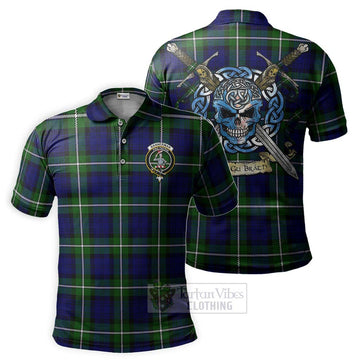 Bannerman Tartan Polo Shirt with Family Crest Celtic Skull Style