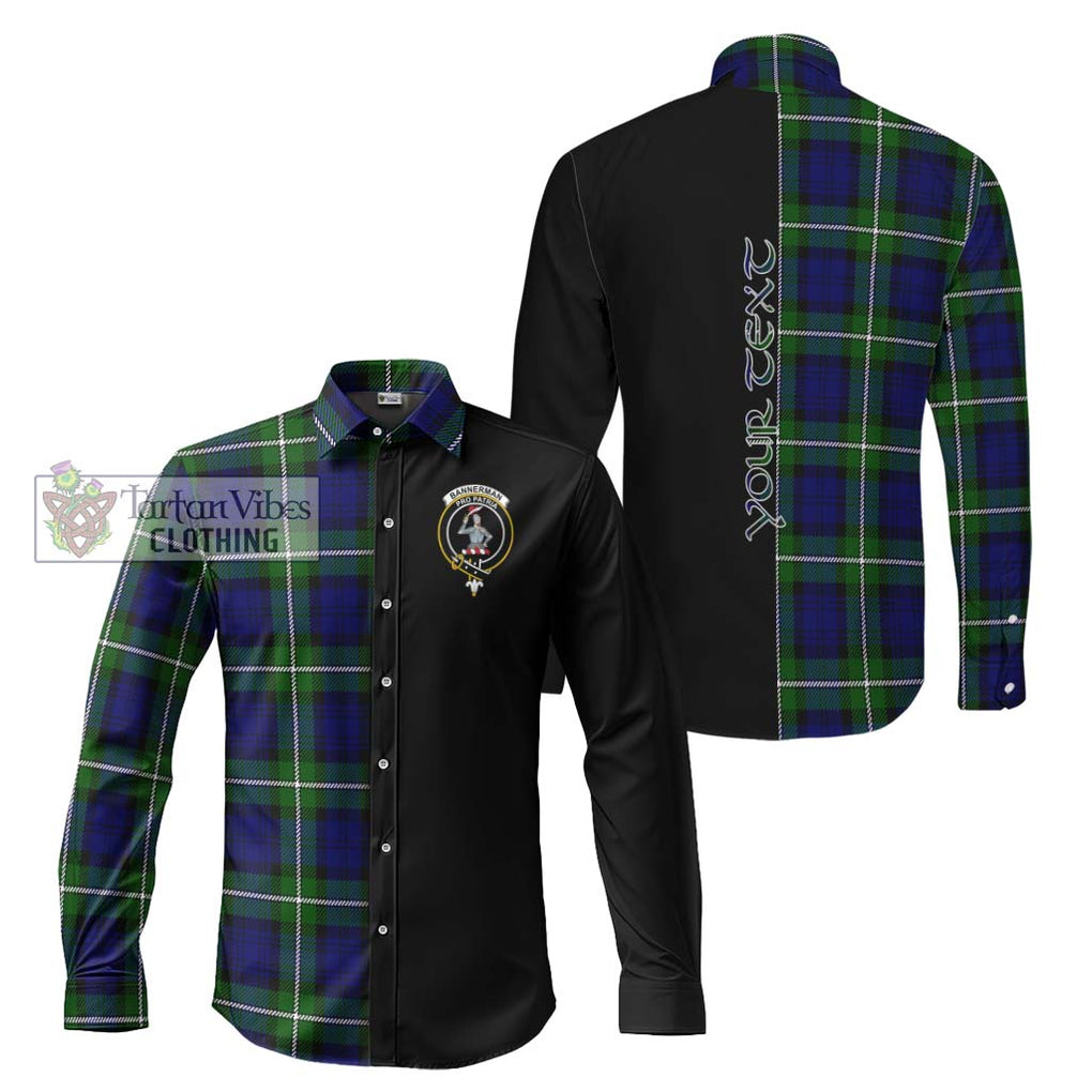 Bannerman Tartan Long Sleeve Button Shirt with Family Crest and Half Of Me Style Men's Shirt S - Tartanvibesclothing Shop