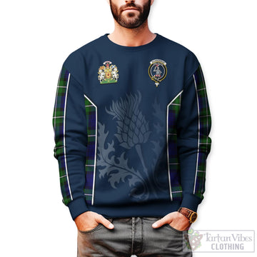 Bannerman Tartan Sweatshirt with Family Crest and Scottish Thistle Vibes Sport Style