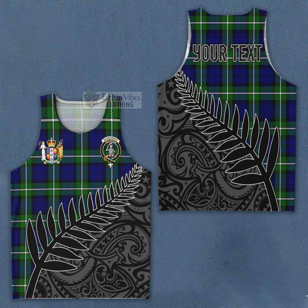 Tartan Vibes Clothing Bannerman Crest Tartan Men's Tank Top with New Zealand Silver Fern Half Style