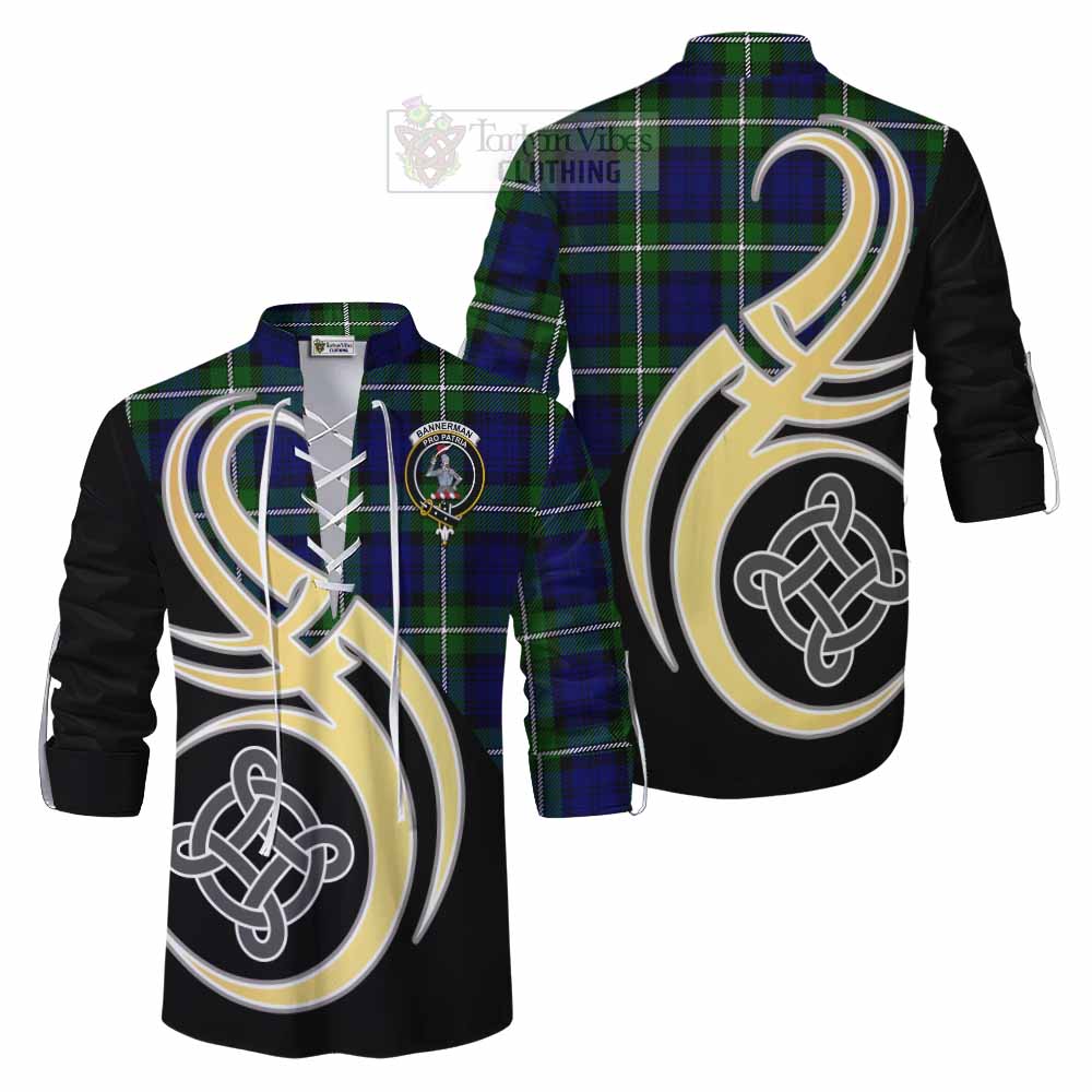 Tartan Vibes Clothing Bannerman Tartan Ghillie Kilt Shirt with Family Crest and Celtic Symbol Style