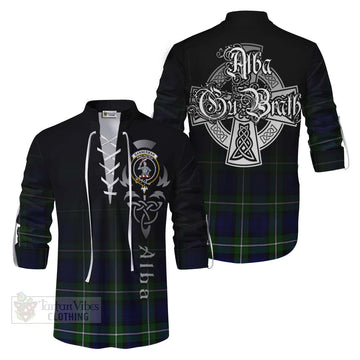 Bannerman Tartan Ghillie Kilt Shirt Featuring Alba Gu Brath Family Crest Celtic Inspired