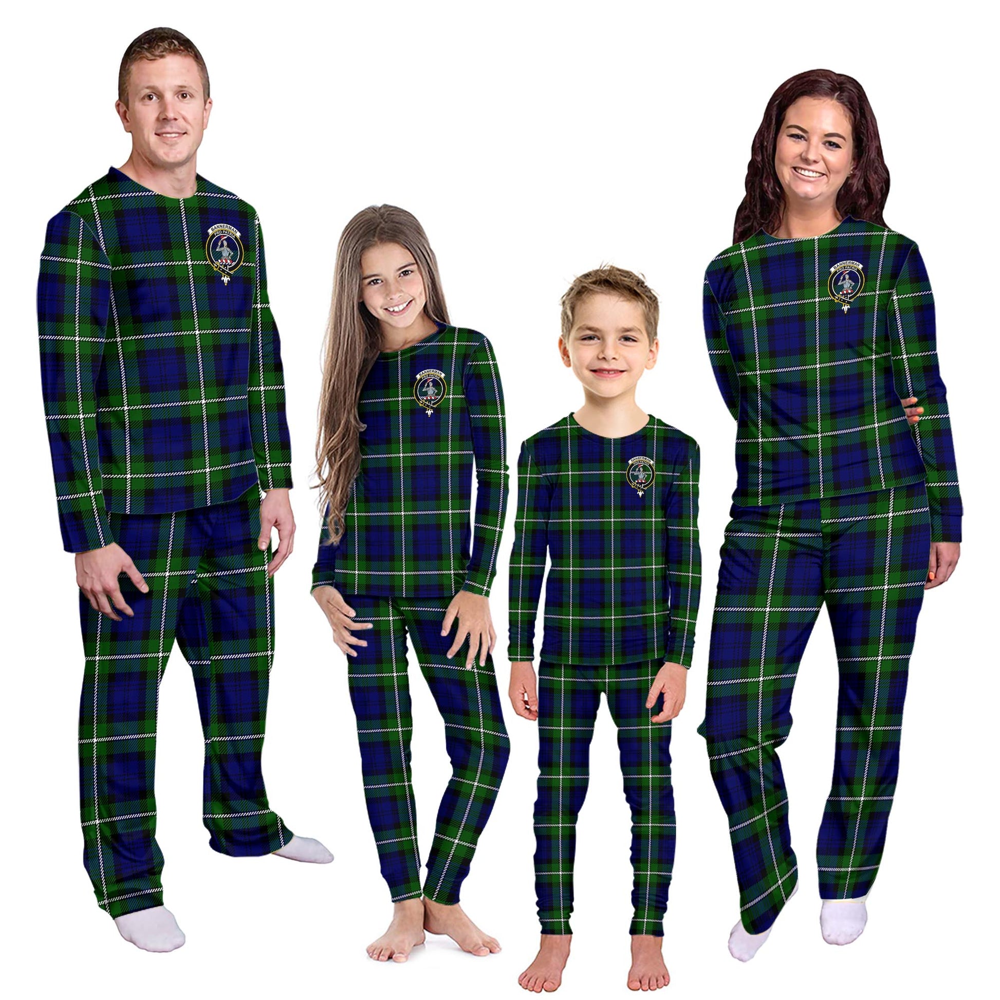 Bannerman Tartan Pajamas Family Set with Family Crest Kid - Tartan Vibes Clothing