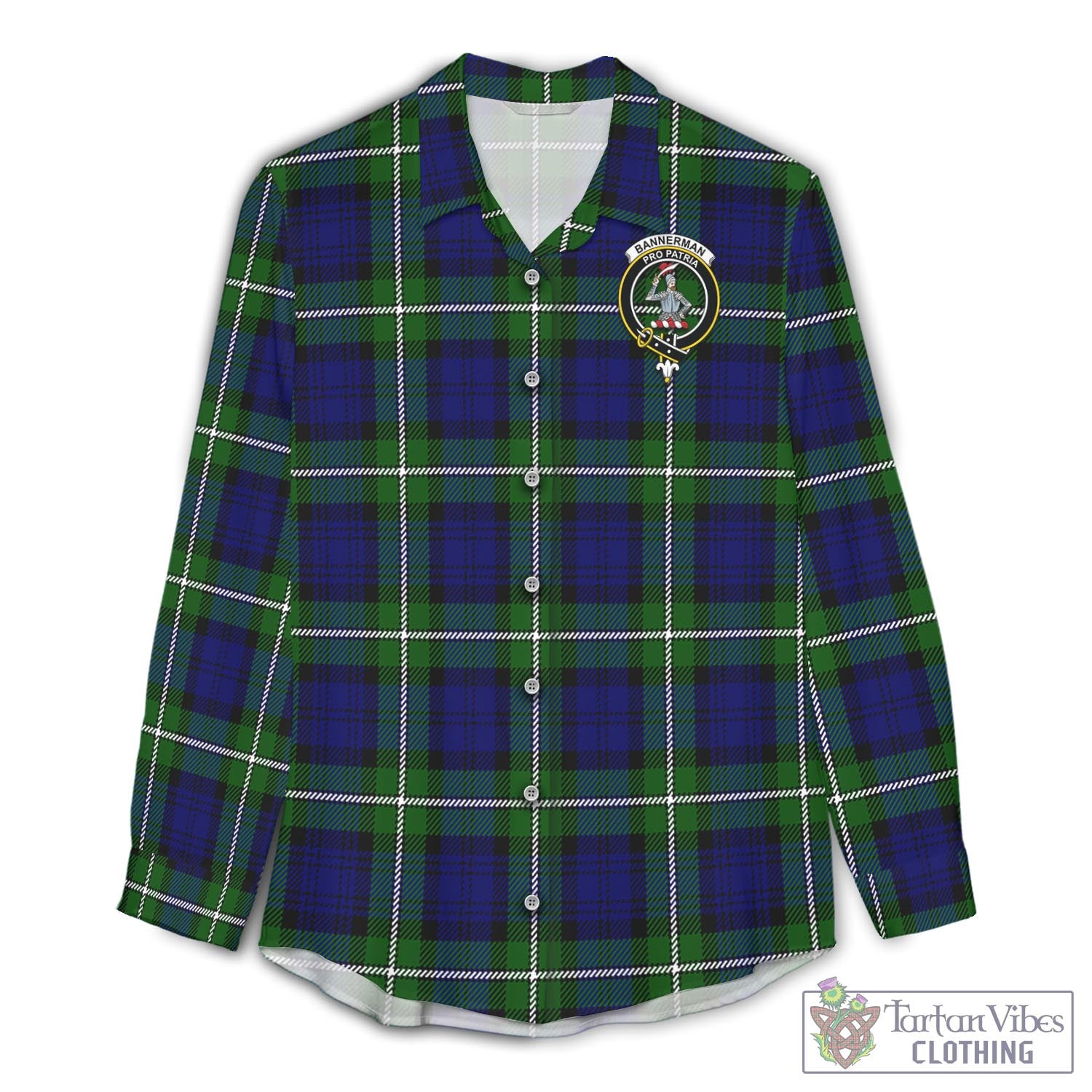 Tartan Vibes Clothing Bannerman Tartan Womens Casual Shirt with Family Crest