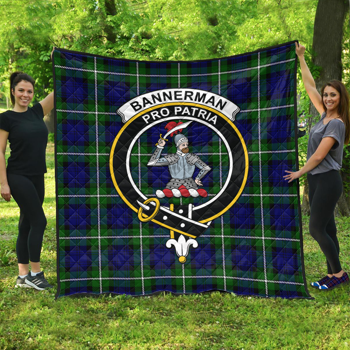 Bannerman Tartan Quilt with Family Crest - Tartanvibesclothing