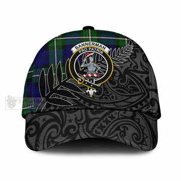 Bannerman Crest Tartan Classic Cap with New Zealand Silver Fern Half Style