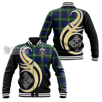 Bannerman Tartan Baseball Jacket with Family Crest and Celtic Symbol Style