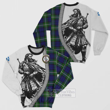 Bannerman Tartan Clan Crest Sweatshirt with Highlander Warrior Celtic Style