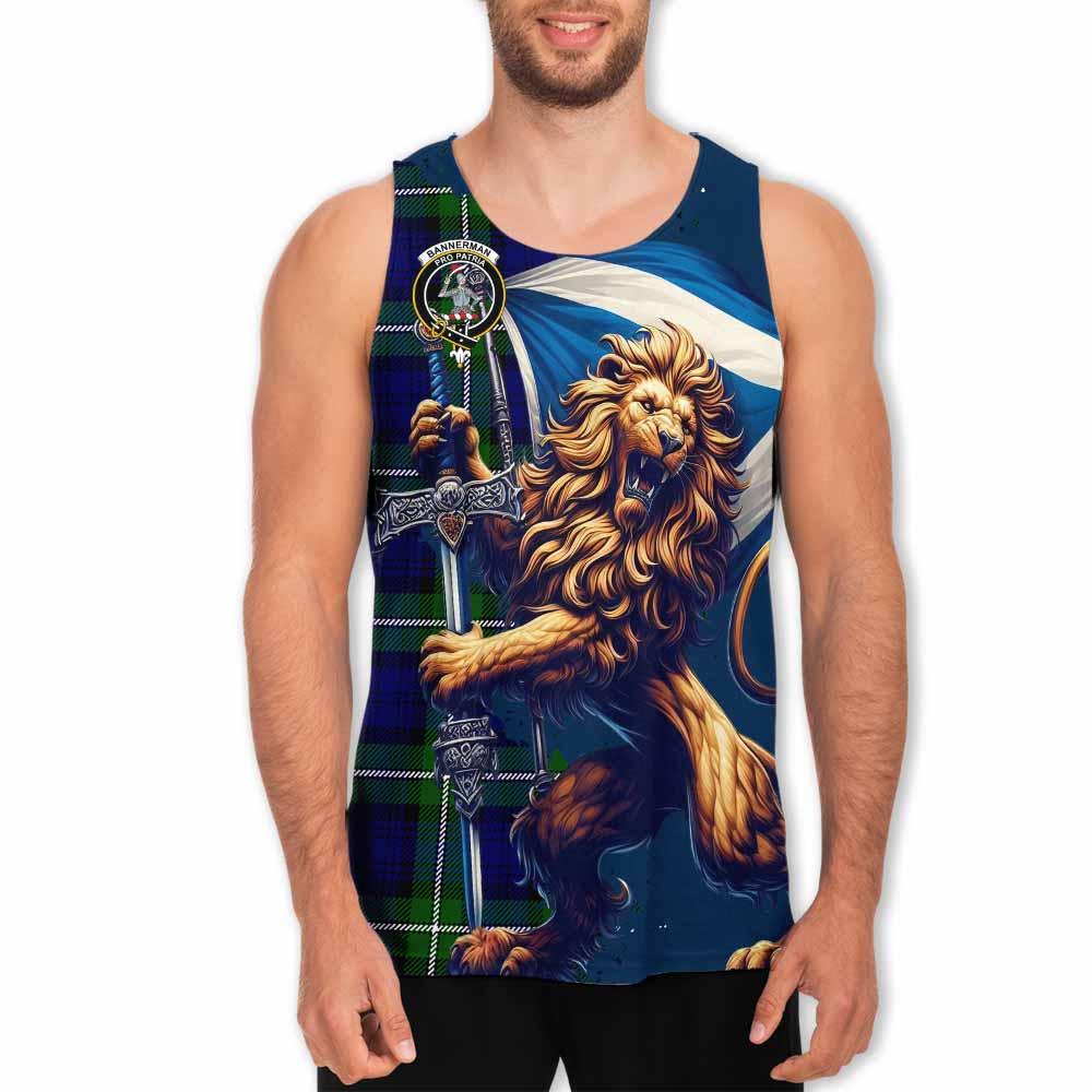 Tartan Vibes Clothing Bannerman Tartan Family Crest Men's Tank Top with Scottish Majestic Lion