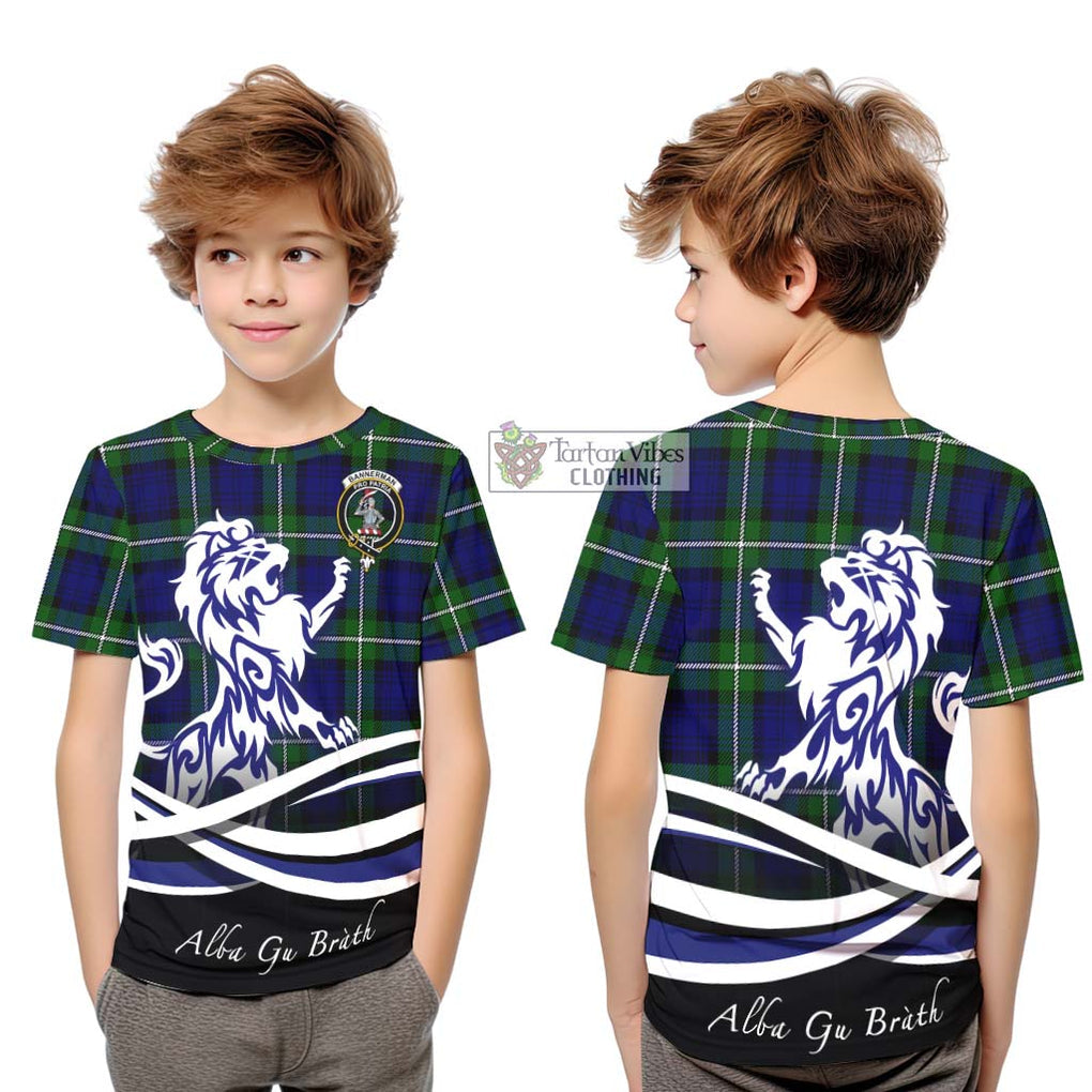 Bannerman Tartan Kid T-Shirt with Alba Gu Brath Regal Lion Emblem Youth XL Size14 - Tartanvibesclothing Shop