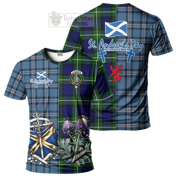 Bannerman Tartan T-Shirt Happy St. Andrew's Day Half Tartan Style