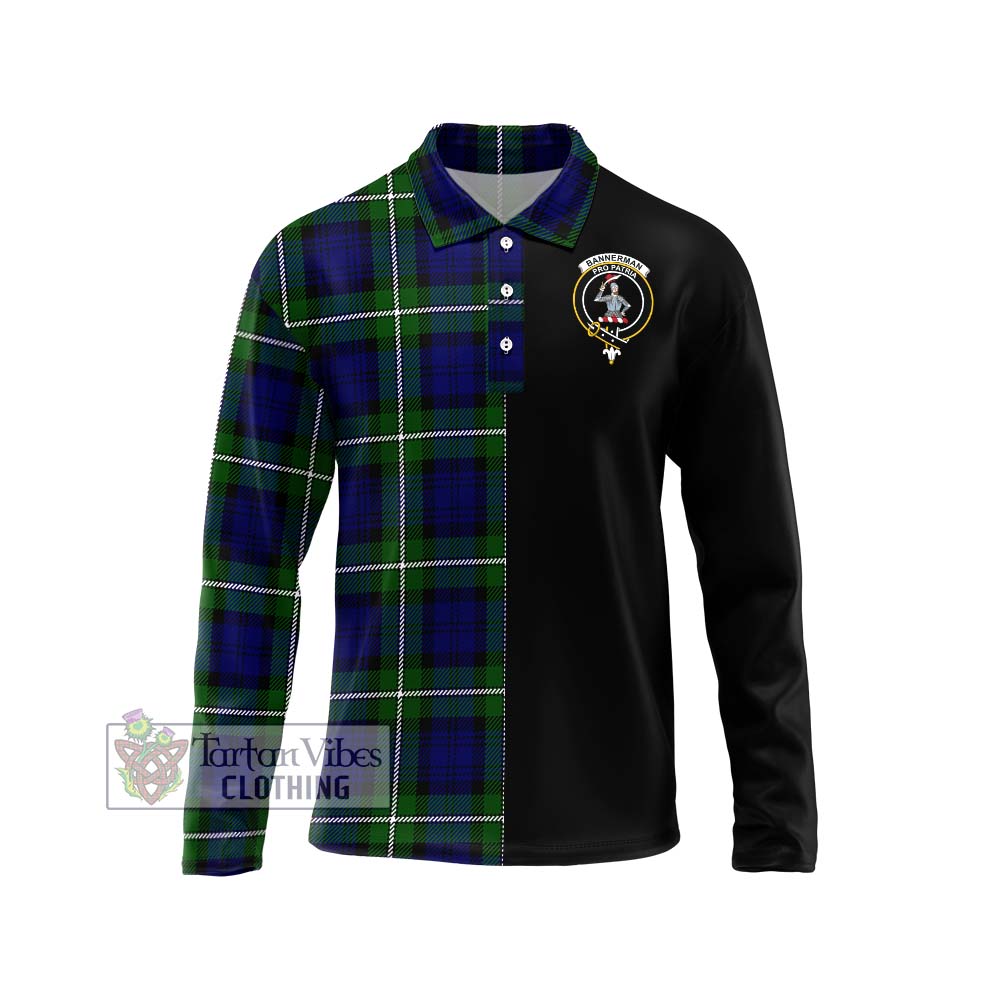 Bannerman Tartan Long Sleeve Polo Shirt with Family Crest and Half Of Me Style Unisex - Tartanvibesclothing Shop