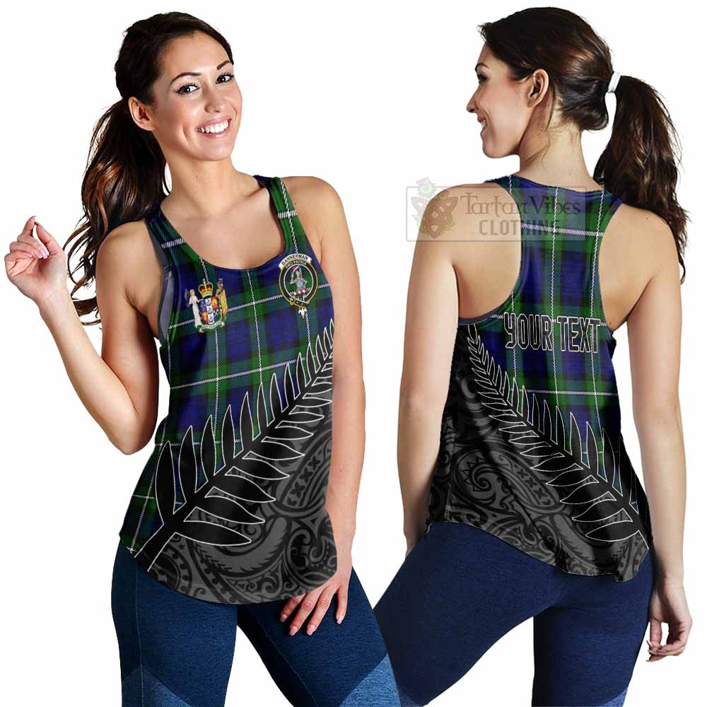 Tartan Vibes Clothing Bannerman Crest Tartan Women's Racerback Tanks with New Zealand Silver Fern Half Style