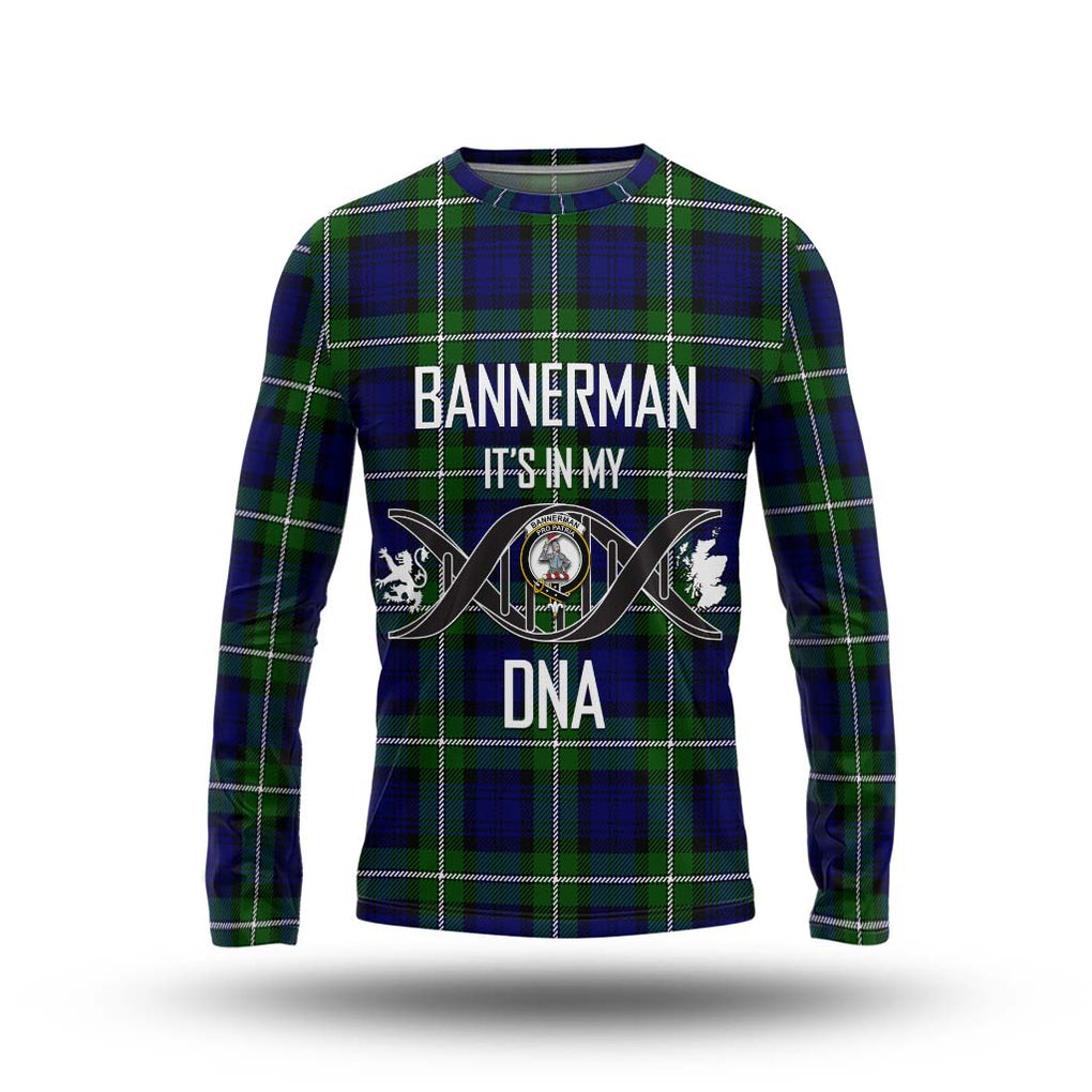 Bannerman Tartan Long Sleeve T-Shirt with Family Crest DNA In Me Style Unisex - Tartanvibesclothing Shop