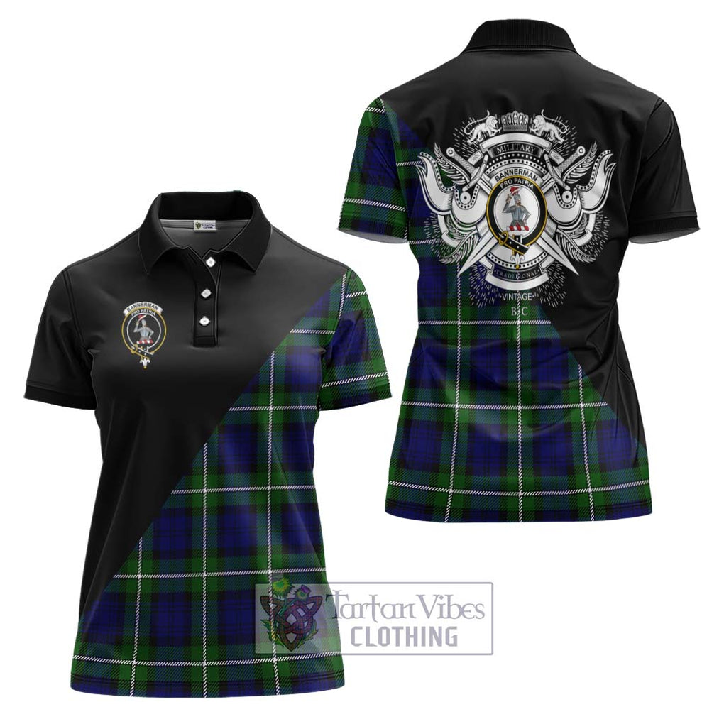 Bannerman Tartan Women's Polo Shirt with Family Crest and Military Logo Style Women - Tartanvibesclothing Shop