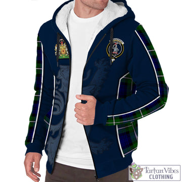 Bannerman Tartan Sherpa Hoodie with Family Crest and Lion Rampant Vibes Sport Style