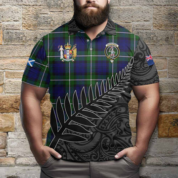 Bannerman Crest Tartan Polo Shirt with New Zealand Silver Fern Half Style