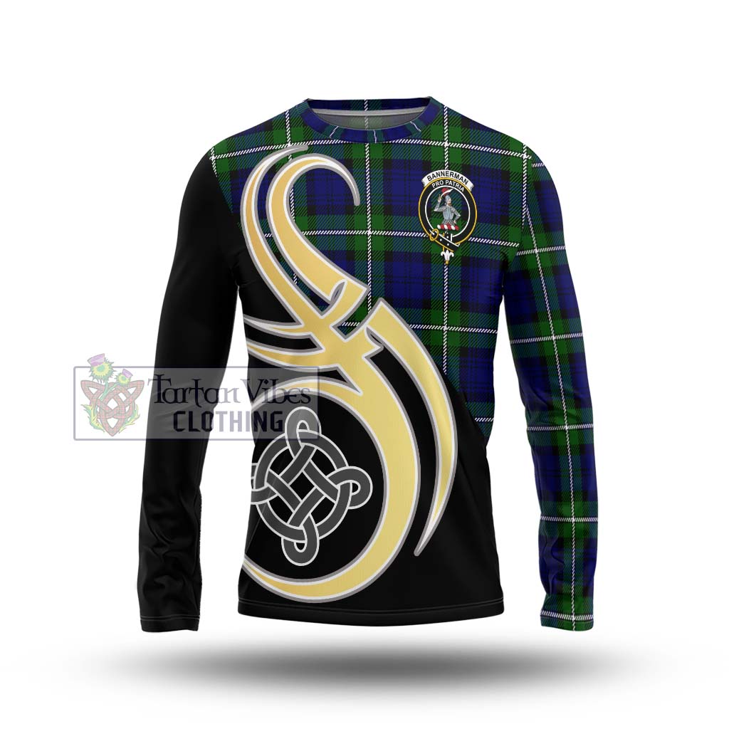 Bannerman Tartan Long Sleeve T-Shirt with Family Crest and Celtic Symbol Style Unisex - Tartan Vibes Clothing