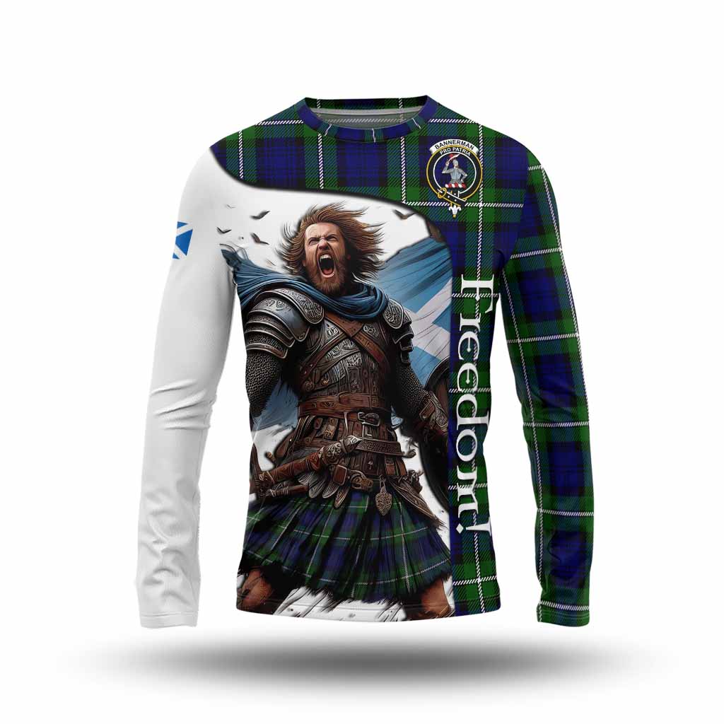 Tartan Vibes Clothing Bannerman Crest Tartan Long Sleeve T-Shirt Inspired by the Freedom of Scottish Warrior