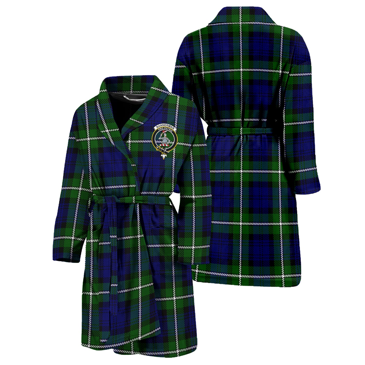 Bannerman Tartan Bathrobe with Family Crest Unisex S - Tartan Vibes Clothing