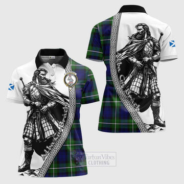 Bannerman Tartan Clan Crest Women's Polo Shirt with Highlander Warrior Celtic Style