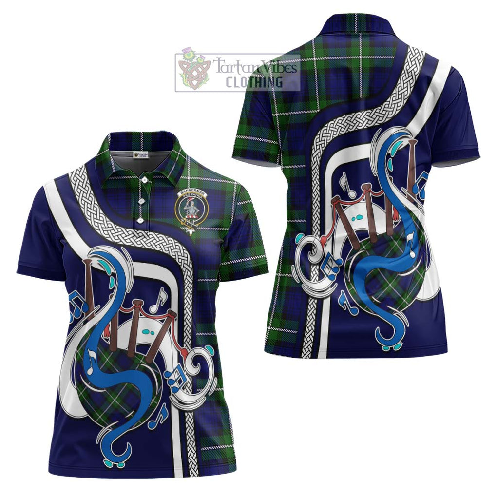 Bannerman Tartan Women's Polo Shirt with Epic Bagpipe Style Women - Tartanvibesclothing Shop