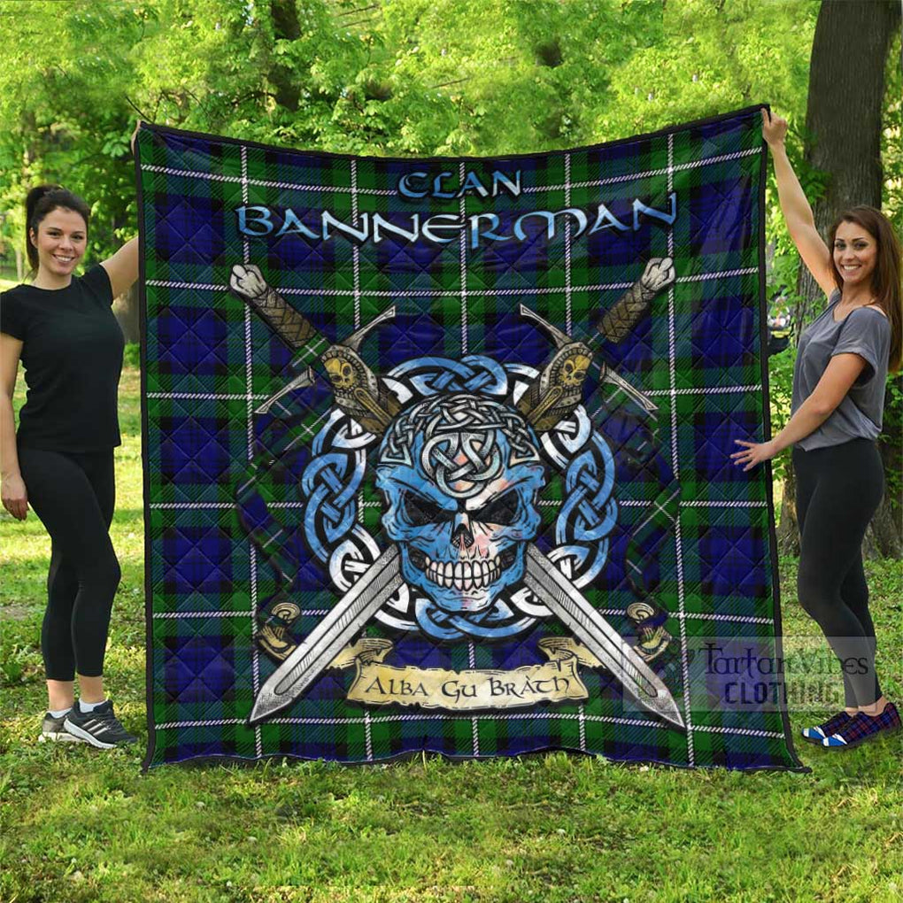 Tartan Vibes Clothing Bannerman Tartan Quilt with Celtic Skull Alba Gu Brath Style