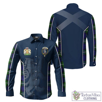 Bannerman Tartan Long Sleeve Button Up Shirt with Family Crest and Lion Rampant Vibes Sport Style