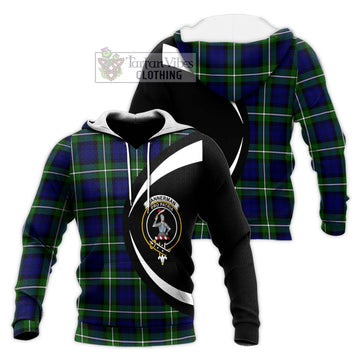 Bannerman Tartan Knitted Hoodie with Family Crest Circle Style