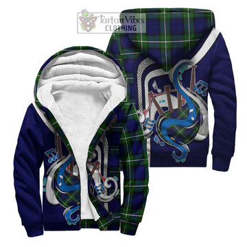 Bannerman Tartan Sherpa Hoodie with Epic Bagpipe Style