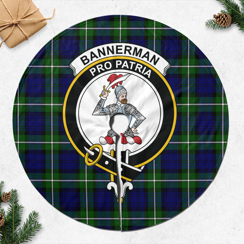 Bannerman Tartan Christmas Tree Skirt with Family Crest - Tartanvibesclothing