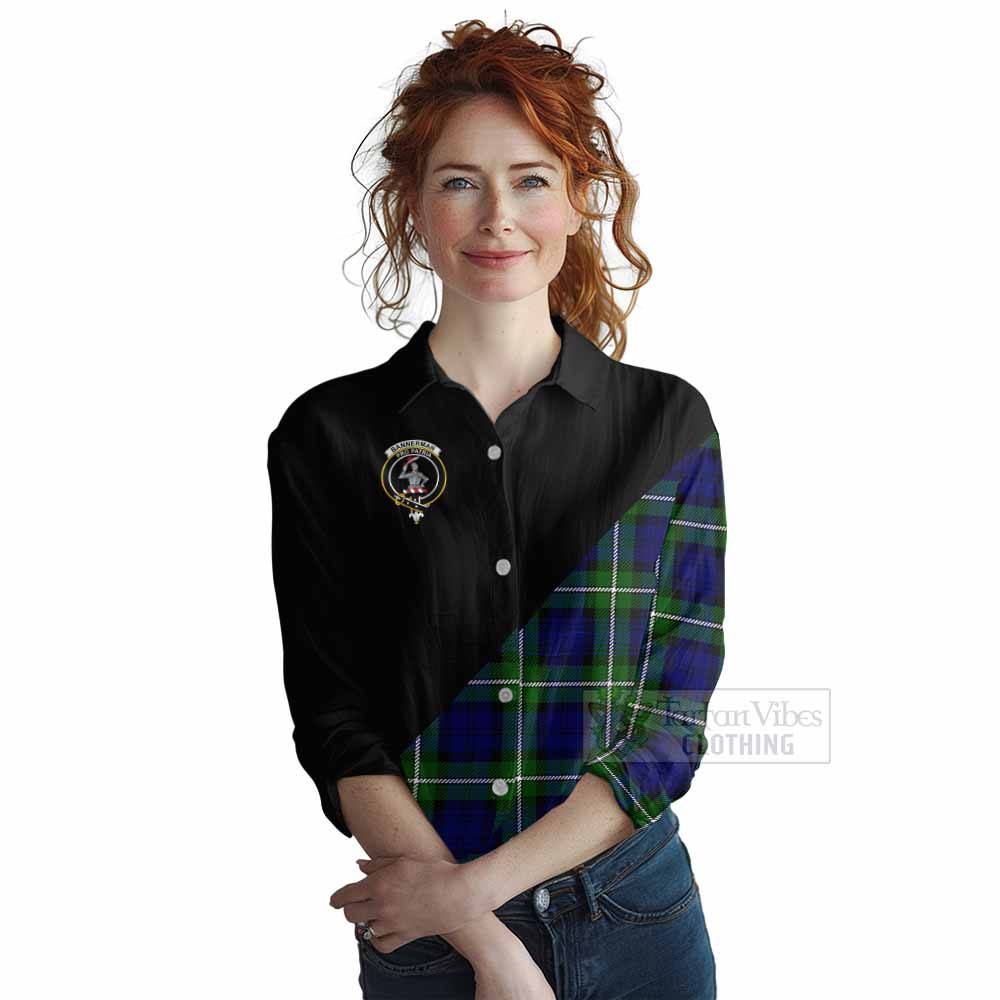 Tartan Vibes Clothing Bannerman Tartan Women's Casual Shirt with Family Crest and Military Logo Style