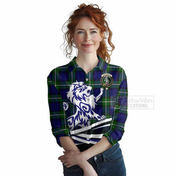 Bannerman Tartan Women's Casual Shirt with Alba Gu Brath Regal Lion Emblem