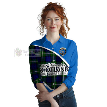 Bannerman Family Crest Tartan Women's Casual Shirt Celebrate Saint Andrew's Day in Style