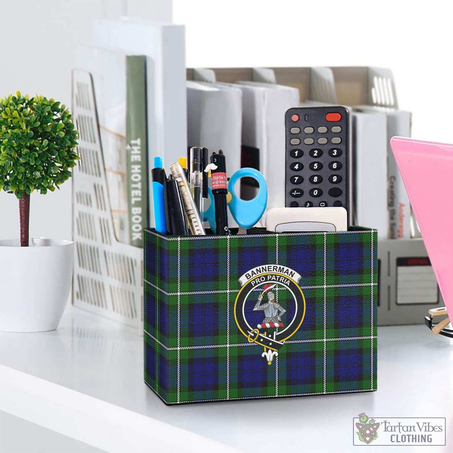 Tartan Vibes Clothing Bannerman Tartan Pen Holder with Family Crest