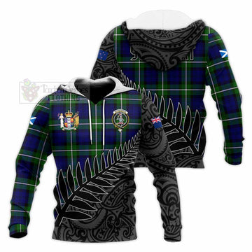 Bannerman Crest Tartan Knitted Hoodie with New Zealand Silver Fern Half Style