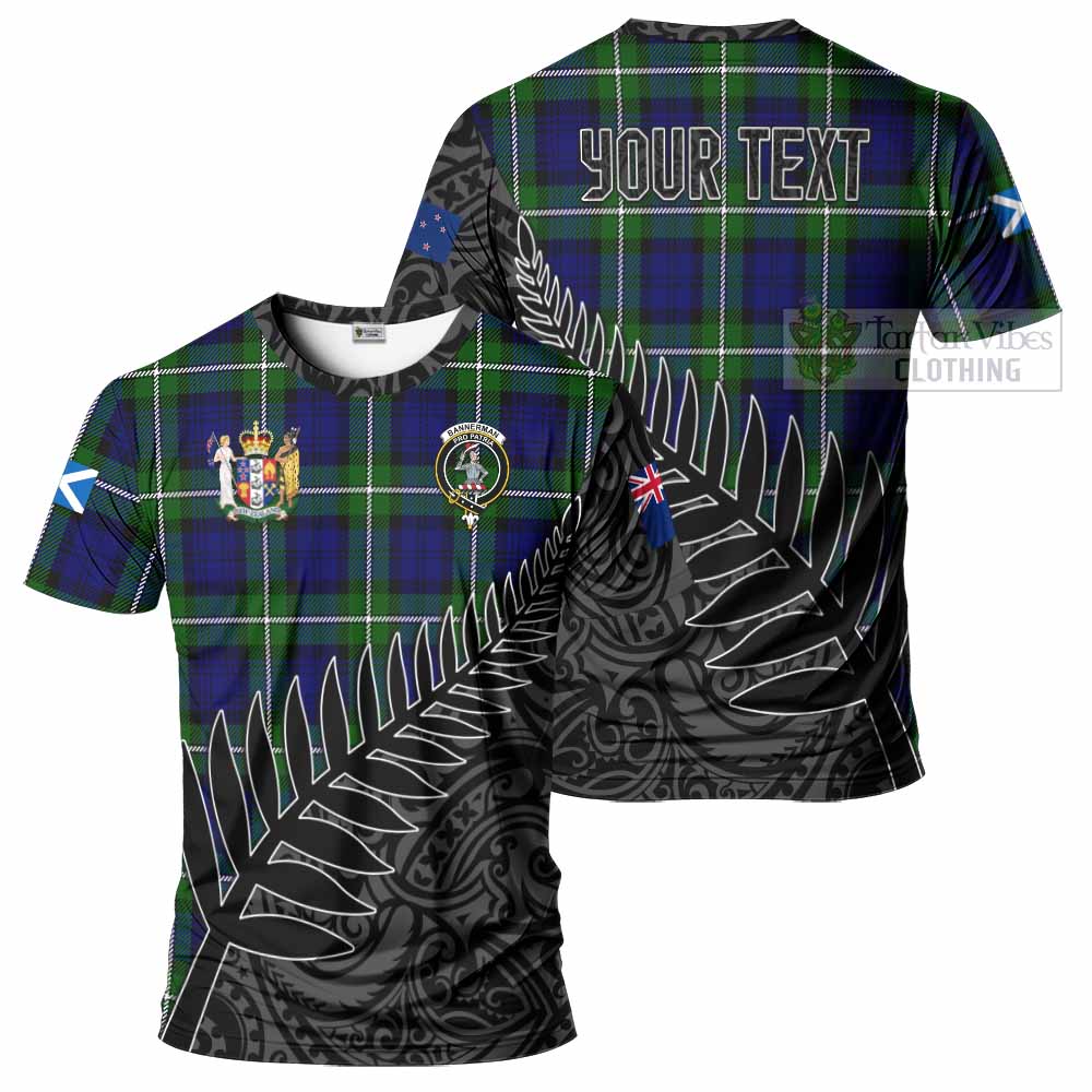 Tartan Vibes Clothing Bannerman Crest Tartan T-Shirt with New Zealand Silver Fern Half Style