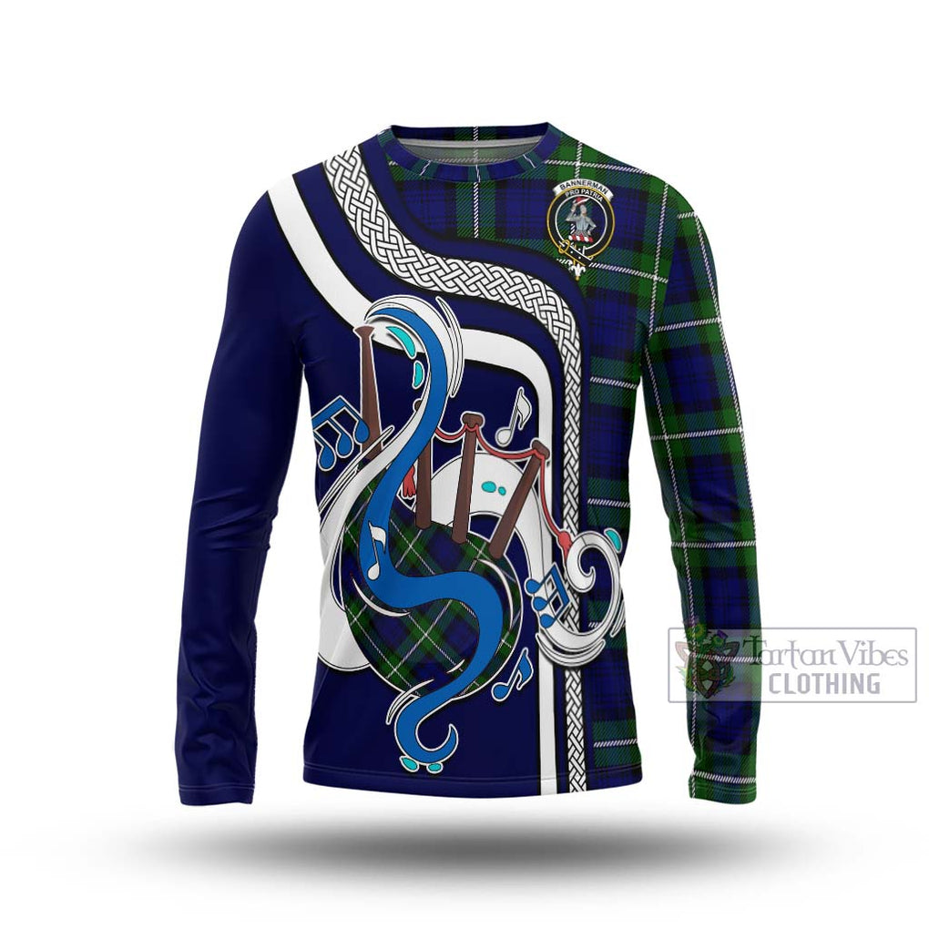 Tartan Vibes Clothing Bannerman Tartan Long Sleeve T-Shirt with Epic Bagpipe Style