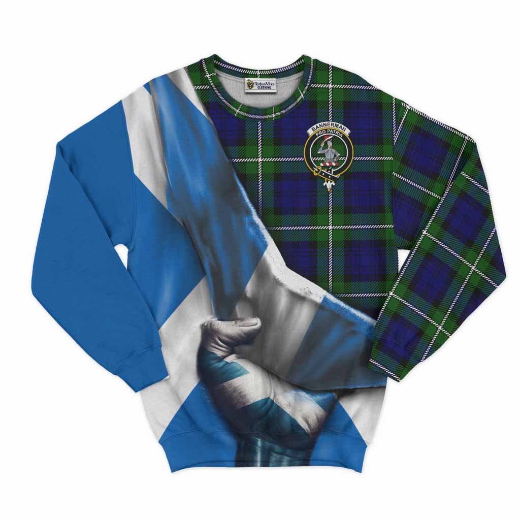 Tartan Vibes Clothing Bannerman Tartan Sweatshirt with Family Crest Scotland Patriotic Style