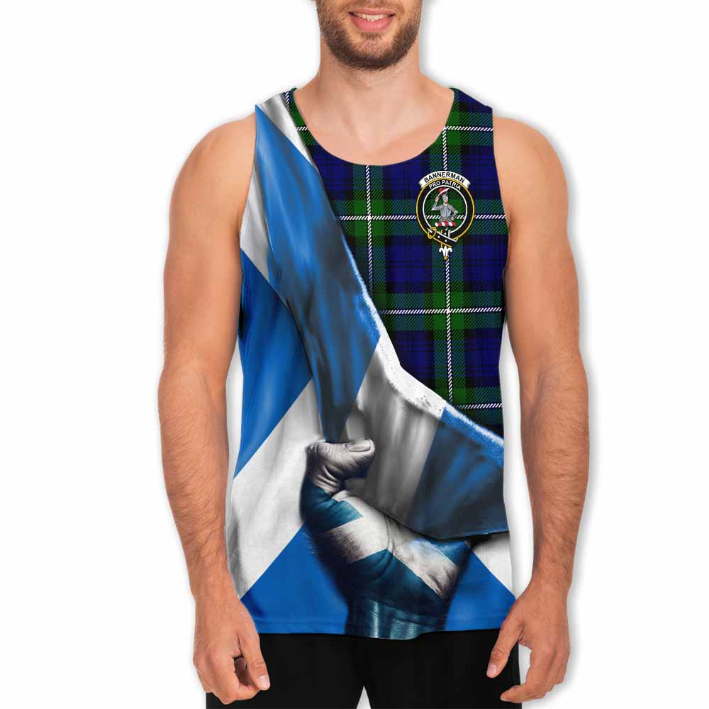 Tartan Vibes Clothing Bannerman Tartan Men's Tank Top with Family Crest Scotland Patriotic Style