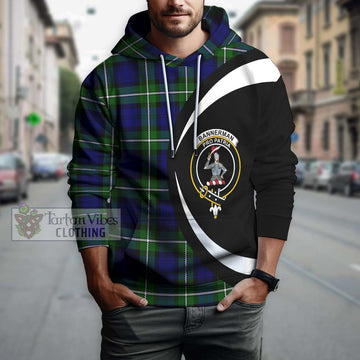 Bannerman Tartan Hoodie with Family Crest Circle Style